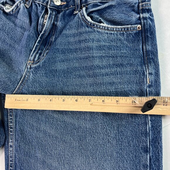 Zara Jeans Women's 31x33* High Rise Wide Leg Blue Faded Cotton Denim Tag 8 - Picture 14 of 16